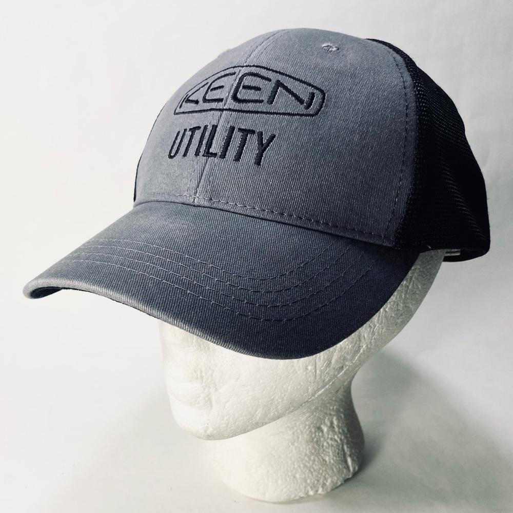 KEEN Utility Hat Gray Black Velcro Adjustable Trucker Style Work Cap